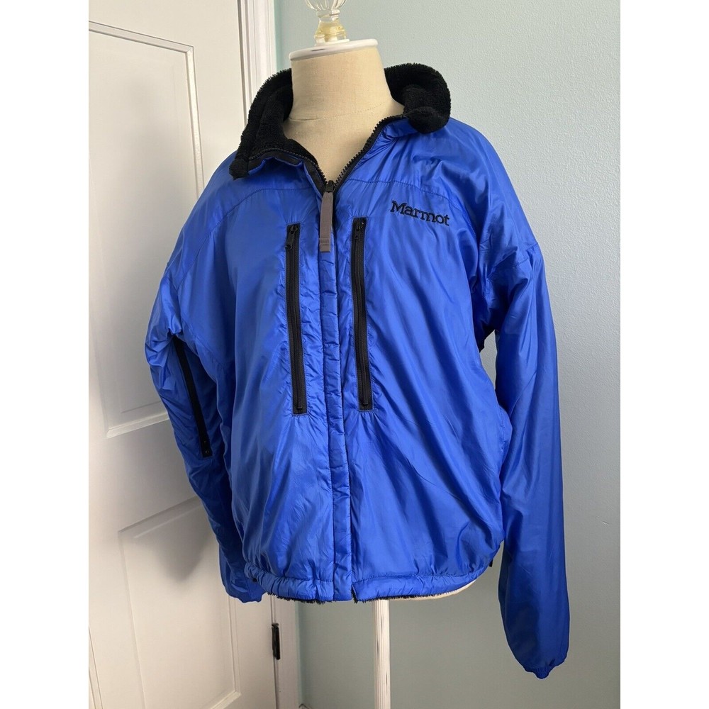 VTG Marmot Size M Unisex Blue Full Zip Active Fleece No Hood Jacket